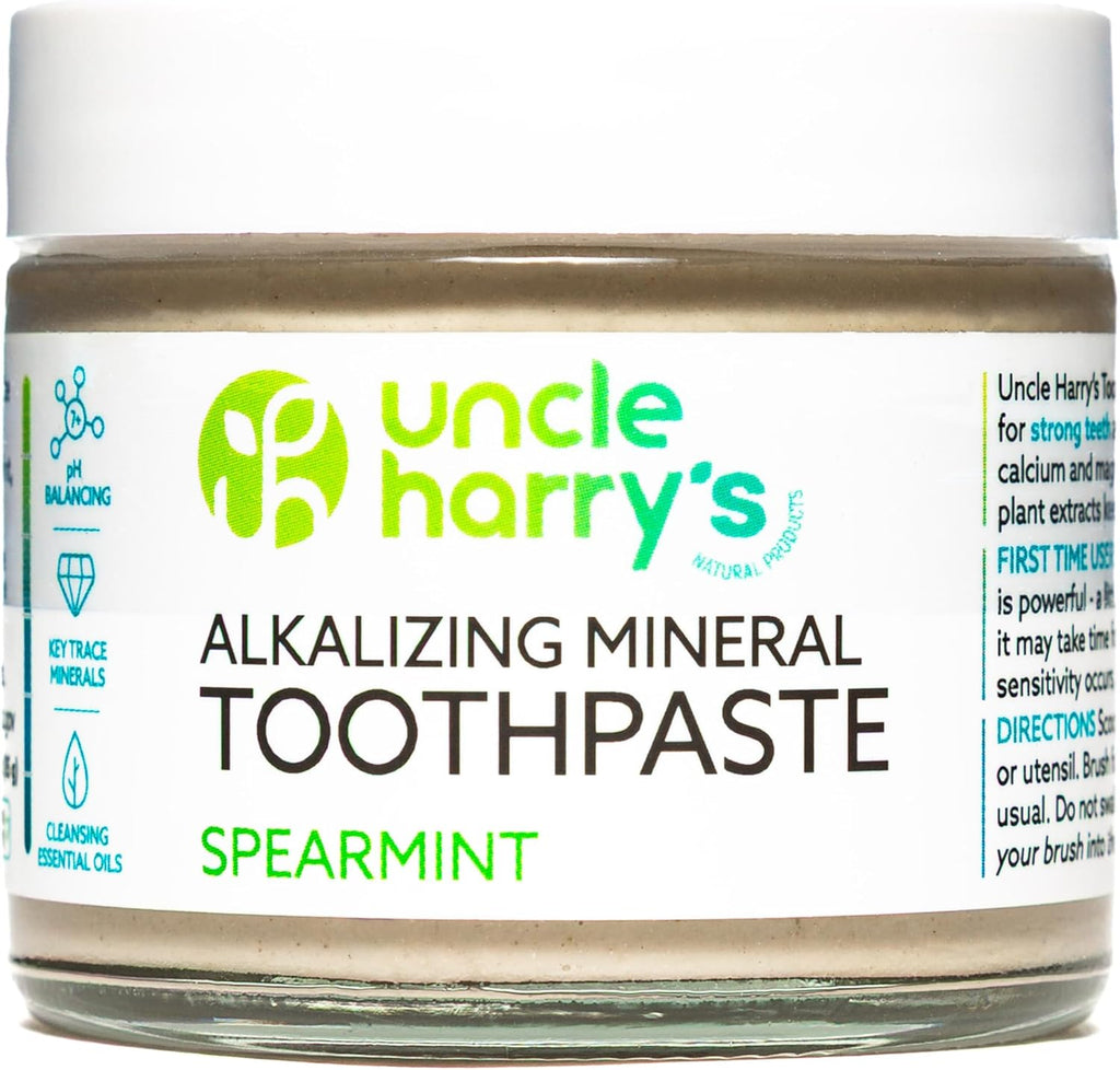 Uncle Harry's Spearmint Remineralizing Toothpaste | Natural Whitening Tooth Paste Freshens Breath & Promotes Enamel | Vegan Fluoride Free Toothpaste (2 Pack)