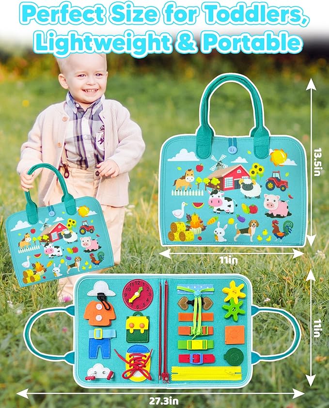 Busy Board Montessori Toys for Toddler Boy Girl Birthday Gifts, Busy Book Sensory Learning Toys for Toddlers, Educational Activities Airplane Car Travel Toy for Toddlers