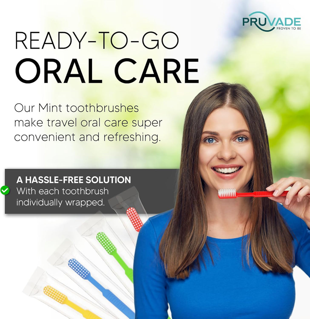 100 Pack Disposable Toothbrushes with Toothpaste Built In - Prepasted Toothbrushes Individually Wrapped - Single Use Waterless Tooth Brush with Soft Bristles for Airbnb, Hotel, Camping, Travel