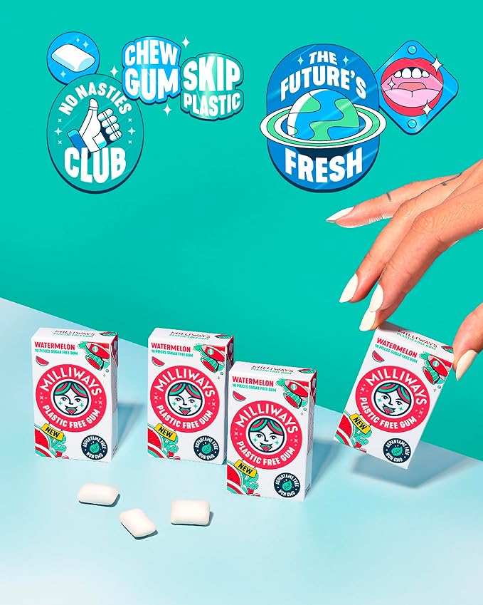 Milliways Best Sellers Bundle - Peppermint, Spearmint & Watermelon | Plastic Free Gum | Xylitol, Aspartame-Free, Sugar-Free, Plant-Based, Natural Chewing Gum | 3 x 12 Packs (36 Pack Total)