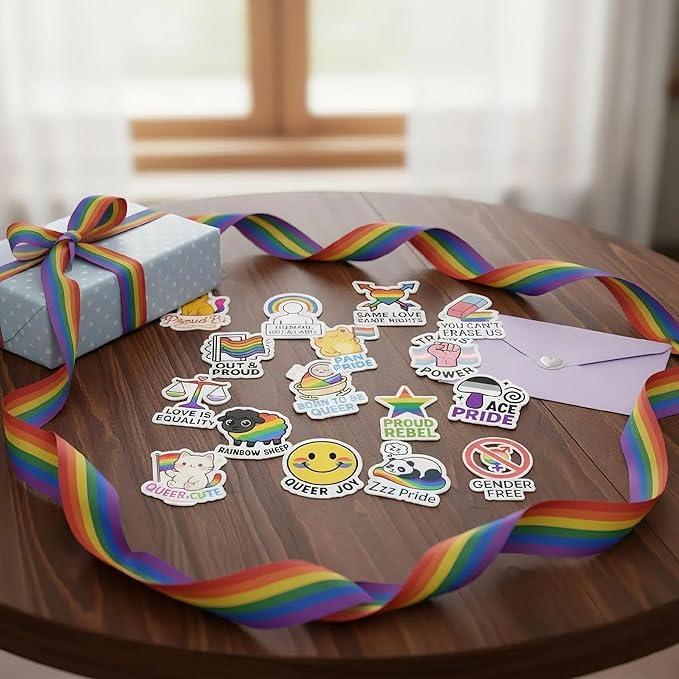 100 Pcs Rainbow Flag Pride Stickers Mixed, Stuff Vinyl Sticker Waterproof Decal Decore Laptop Water Bottle Scrapbook Hard Hat Funny Gift for Men Boy Birthday Christmas