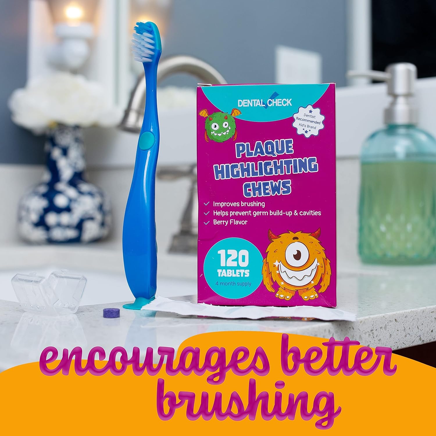 Lingito Plaque/Dental Disclosing Tablets, A Teeth Coloring Tablets Plaque Finder Solution to Effectively Remove Plaque and Tartar Buildup, Improves Oral Care (4 Month Supply - 120 Pack)