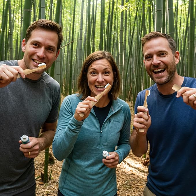 3 Pcs Foldable Bamboo Toothbrush with Soft Bristle Travel Size Toothbrushes with Bamboo Handle Cover Reusable Compact Case for Travel Camping Daily Use