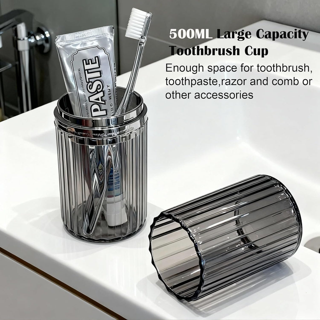 Toothbrush Travel Case, 2-in-1 Multifunction Dustproof Portable Toothbrush Cup & Toothpaste Storage Container, Toothbrush Case for Traveling Bathroom Camping Business Trip School (Grey)