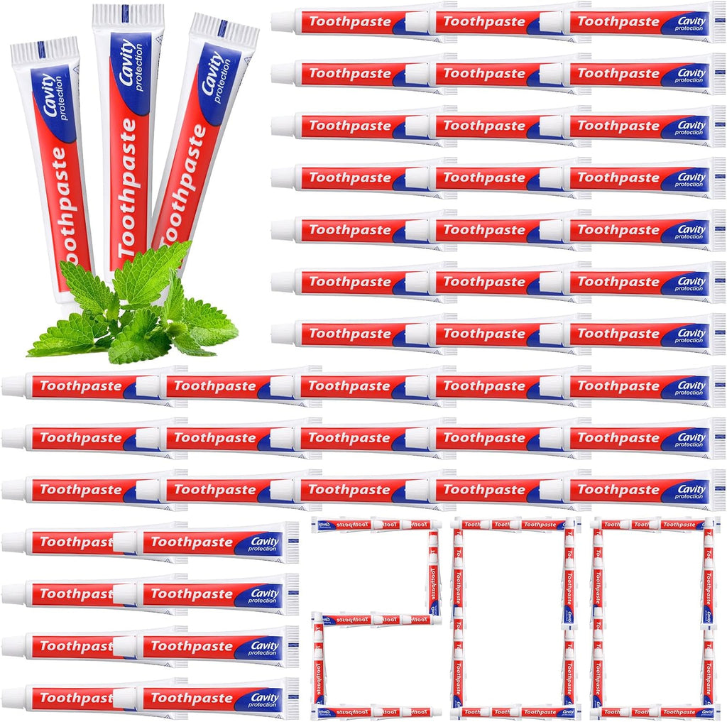 Mini Toothpaste Bulk Travel Size 0.35oz for Bad Breath, Helps Freshens Breath, Whitens Teeth Regular Disposable Mint Toothpaste for Home Hotel Office Camping