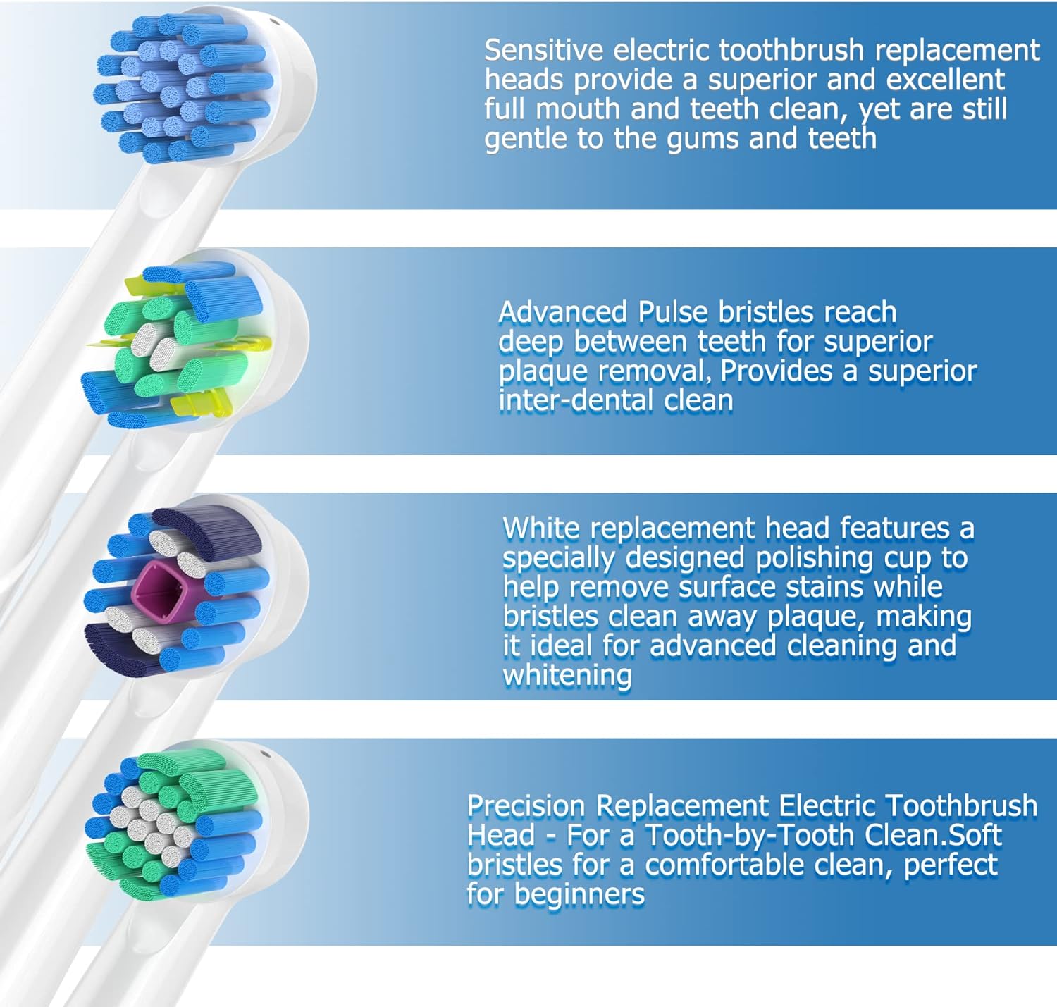 Replacement Heads Compatible with Oral b Braun, 16 Pcs Electric Toothbrush Heads for Oral-b Floss Pro 1000 Smart Genius x White