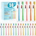 50 Pack Disposable Toothbrushes with Toothpaste, Individually Wrapped Soft Bristle Travel Toothbrush Bulk, Hotel Guest Amenities, Mint 3g Toothpaste Set for Camping, Donation & Oral Care Kit