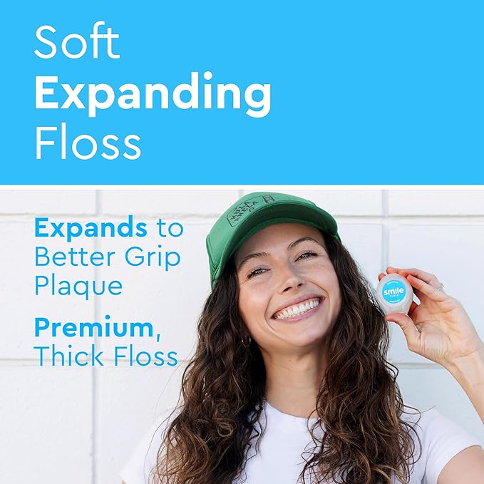 Smile Expanding Floss, Premium Woven Dental Floss with Natural Plant-Based Wax, Soft on Teeth & Gums, Mint Scent, PTFE & PFAS Free, Cruelty Free (2-Pack, 30 Yards Each)