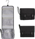 Small Hanging Toiletry Bag for Men and Women, Portable Hanging Organizer for Travel-Sized Shower Dopp Kit, Makeup Accessories, Waterproof Toiletries Organizer with 3 Compartments for Outdoor - Black