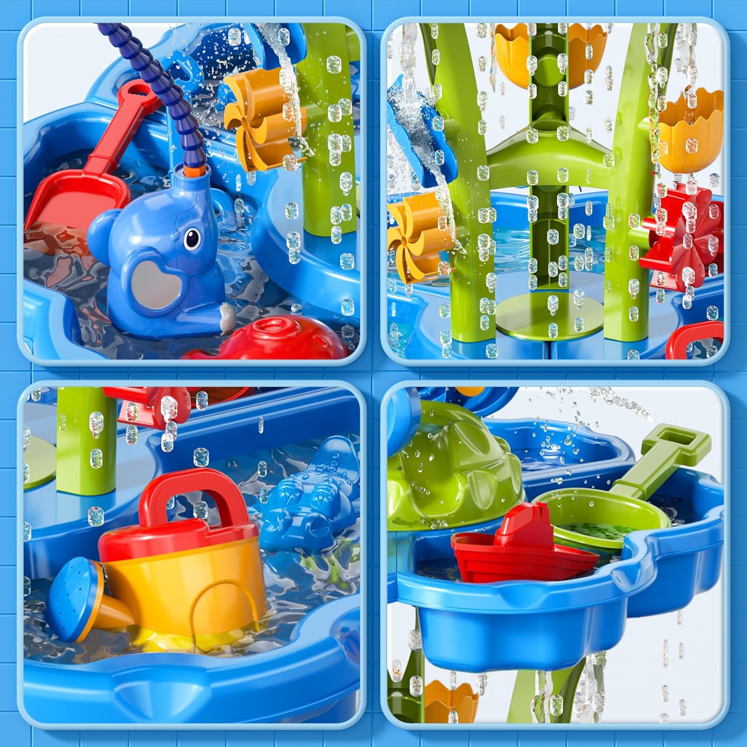 3 in 1 Flower Shape Water Table with Pump for Toddler Kids Ages 3-5 4-8, Summer Outdoor Toys Kids Beach Toys Water Play Sensory Table, Birthday Party Gifts for Toddler Boys Girls Ages 3 4 5 6 7 8