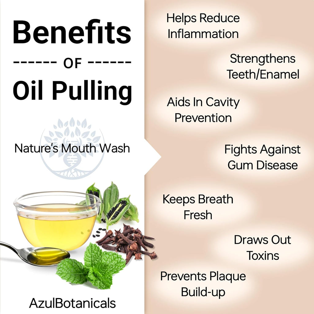 Oil Pulling Blend for Healthy Teeth and Gums with Organic Sesame, Coconut Oil - Organic Clove, Peppermint Vitamin E Oil Mouth Rinse for Fresh Breath Oral Health and Cleaner Teeth and Gums 8 Fl oz
