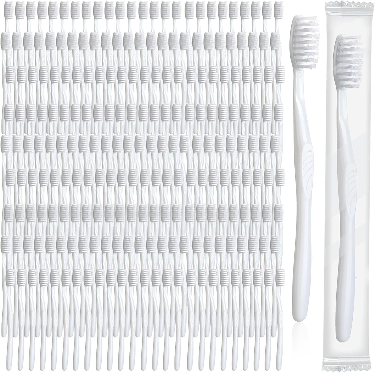 Tessco 1000 Pcs Disposable Toothbrushes Bulk Individually Wrapped Manual Soft Bristle Travel Toothbrushes Single Use Toothbrush for Homeless Hotel Toiletries Camping Office(White)