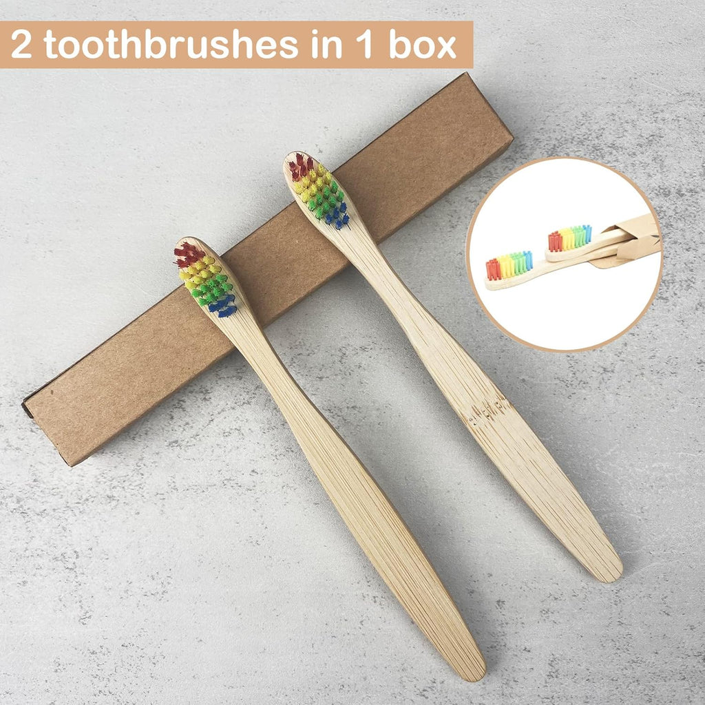 SEVENHEAD 10 PCS Kids Bamboo Toothbrushes Soft Bristles Wooden Toothbrushes, Natural Biodegradable BPA Free Eco Friendly Toothbrushes Colorful