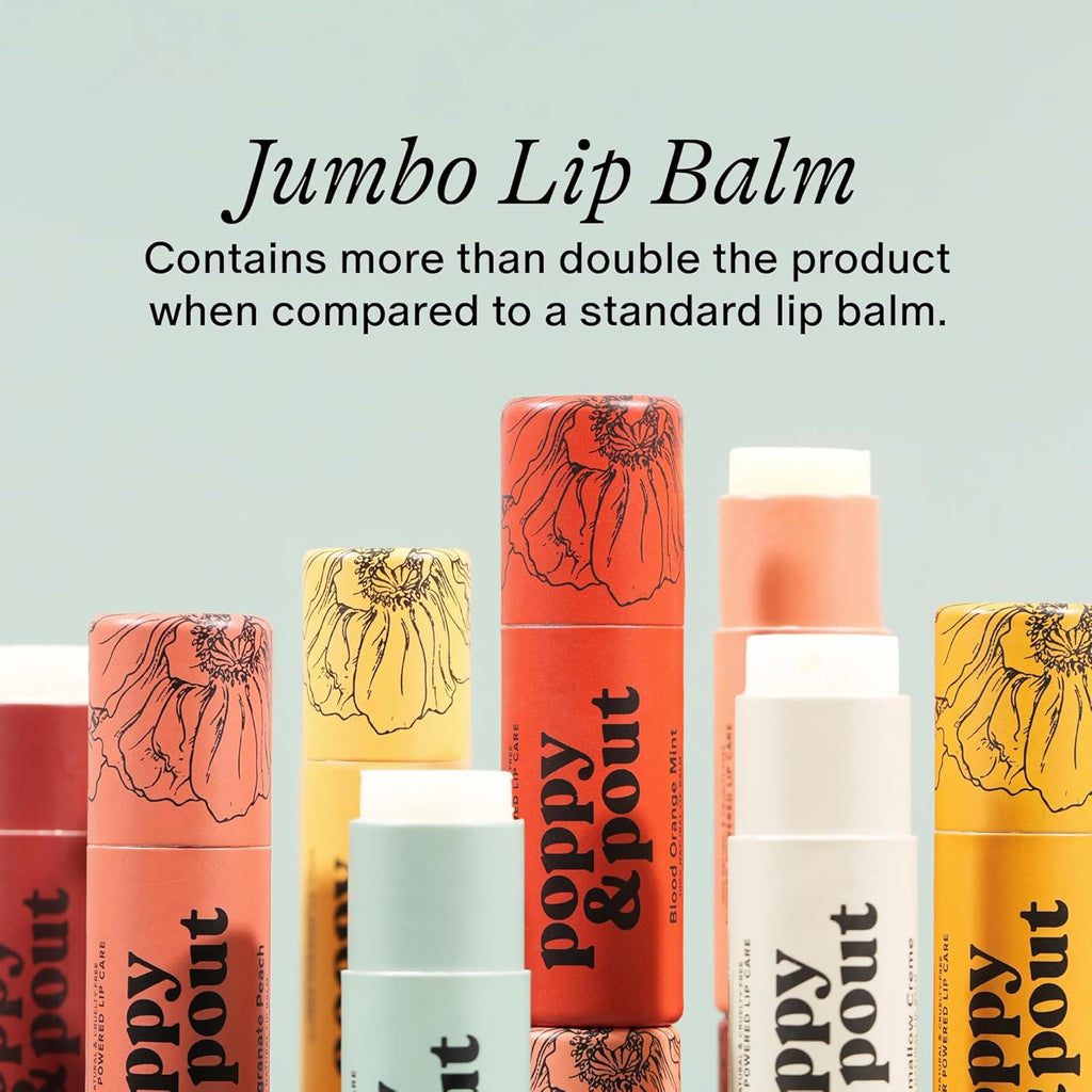 Poppy & Pout Lip Care Set | Lip Balm & Scrub | Sustainable Cardboard Tubes & Glass Jars, All Natural, Beeswax, Coconut Oil, Cruelty Free, Exfoliating & Moisturizing Lip Treatment (Lemon Bloom)