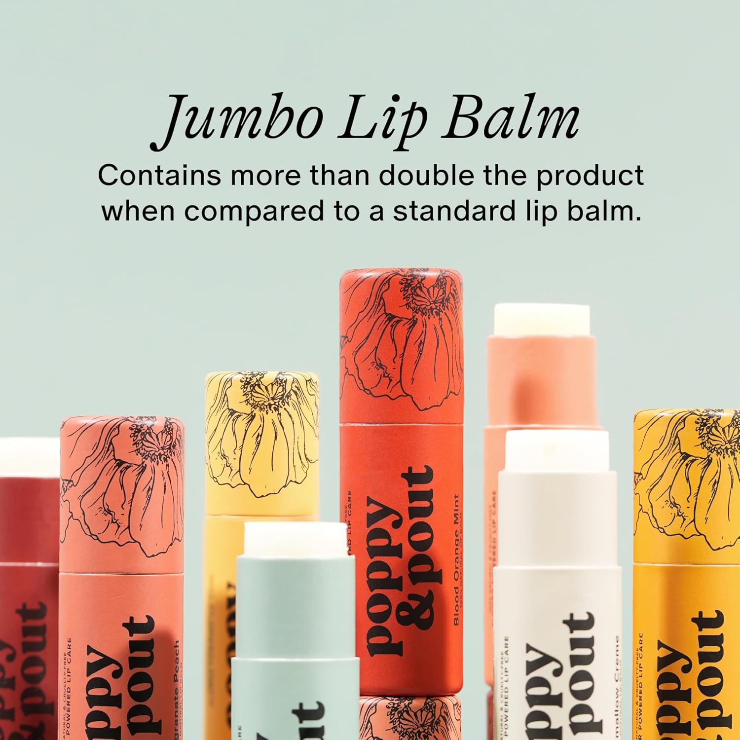 Poppy & Pout Lip Care Set | Lip Balm & Scrub | Sustainable Cardboard Tubes & Glass Jars, All Natural, Beeswax, Coconut Oil, Cruelty Free, Exfoliating & Moisturizing Lip Treatment (Lemon Bloom)