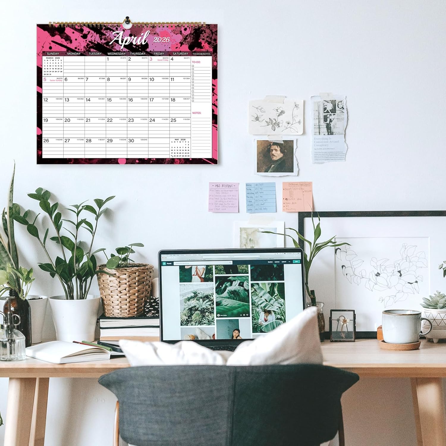 2026 Calendar, Wall Calendar 2026-2027, 18 Month Calendar January 2026 - June 2027, 14.8" X 11.5", Calendar with Twin-Wire Binding, Hanging Hook and Julian Dates (Colorful Ink)