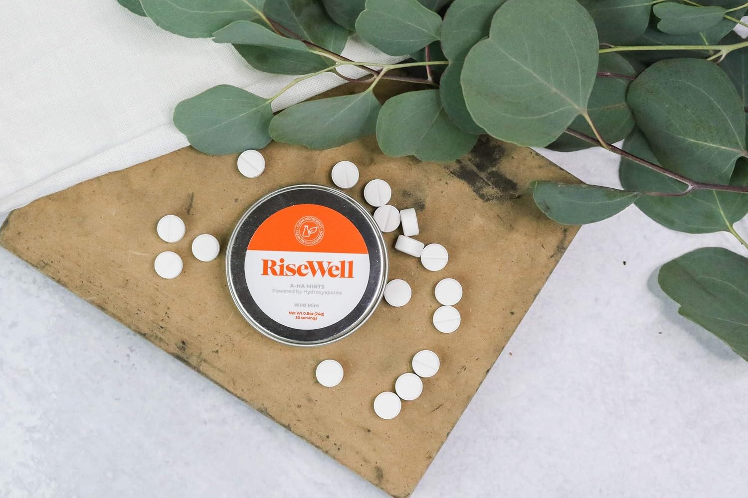 RiseWell a-HA Mint - Xylitol Mints for Dry Mouth - Hydroxyapatite Sugar Free Breath Mints - Promotes Remineralization, On-The-Go Oral Fresh Breath Mint, 30 Count