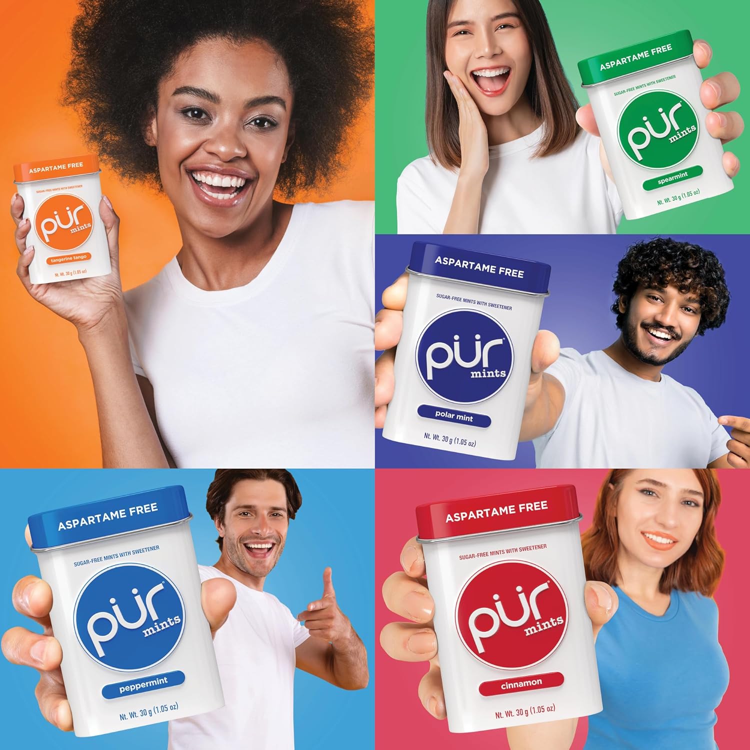 PUR Mints | Aspartame Free Mints | Made with Xylitol | Sugar Free, Vegan, Gluten Free & Keto Friendly | Natural Flavored Mints, Variety Pack, 30 Pieces (Pack of 5)