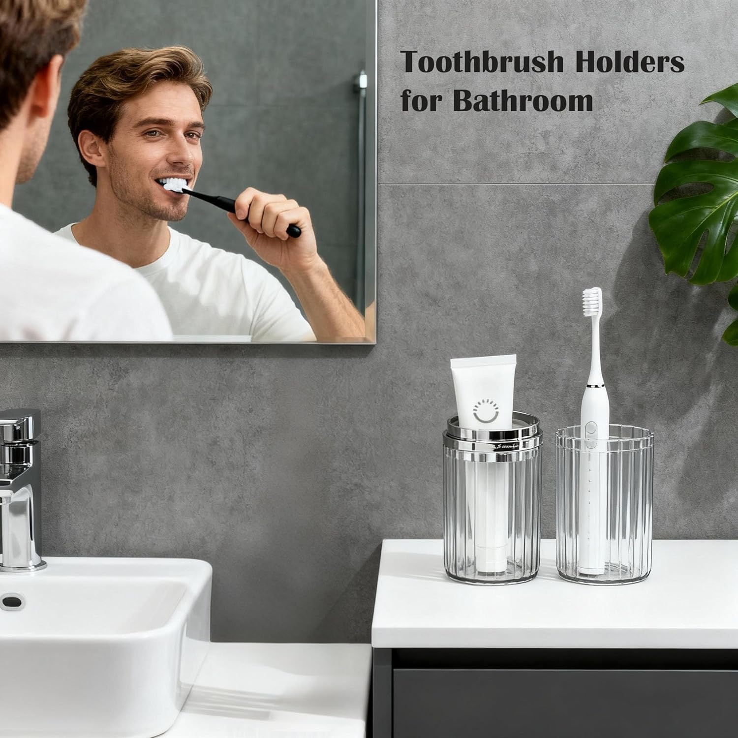 Travel Toothbrush Holders, 2-in-1 Multifunction Dustproof Portable Toothbrush Cup & Toothpaste Storage Container, Toothbrush Case for Traveling Bathroom Camping Business Trip School (Clear)