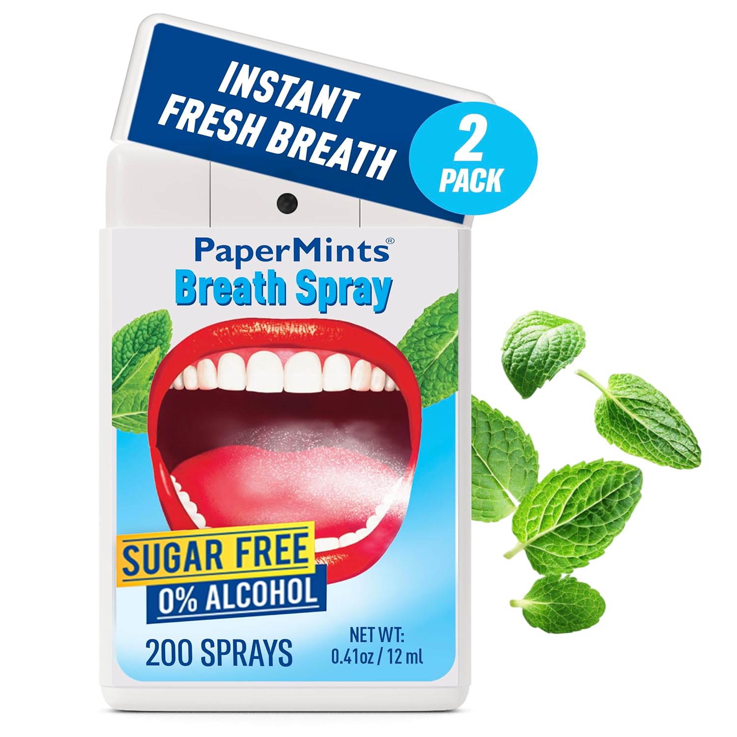 Papermints Breath Spray - Instant Fresh Breath 2 pack. Dry Mouth Spray Fresh Breath. Long-Lasting Freshness, Easy-To-Carry. Mint Halitosis Breath Freshener for Extreme Bad Breath for Adults