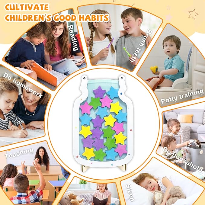 2Pack Reward Jar Magnetic Star and Smiley Face Reward Jar Classroom Reward System for Kids Classroom Reward Jar for Students Incentive Good Behavior Home Training New