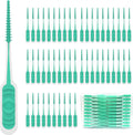 200PCS Interdental Brush with Soft Rubber Handle,Disposable Dental Picks for Teeth Cleaning,Dental Picks with Convenient PP Case (Green)