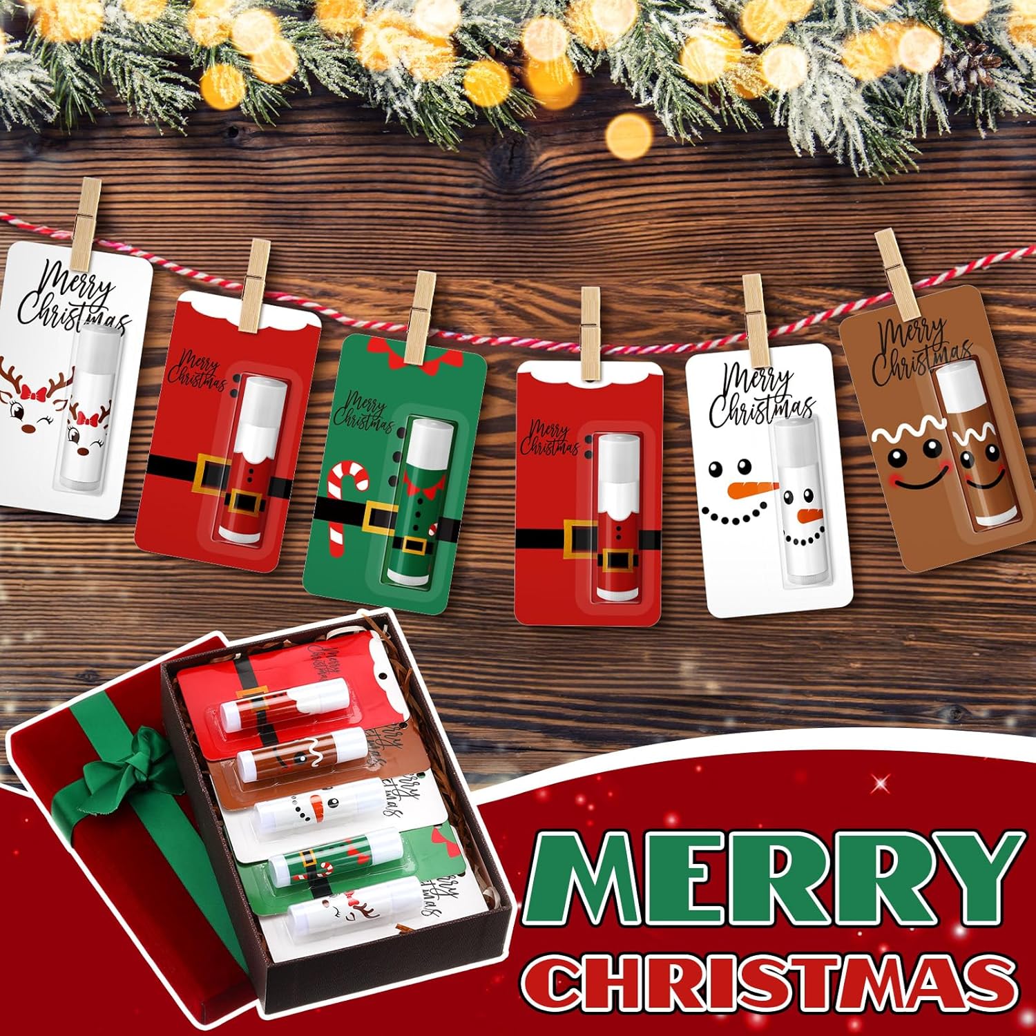 15 Pack Christmas Lip Balms Bulk Merry Christmas Party Gifts Favors Stocking Stuffers Holiday Lip Balms Employee Staff Team Appreciation Gifts Thank You for Teacher Coworkers