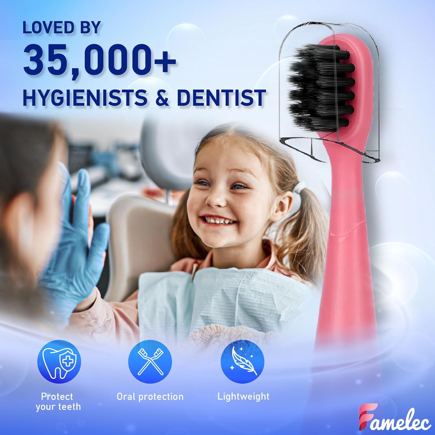 10Pcs Ultra Soft Bristle Compatible with Burst Kids Replacement Heads, 3+ Kids Toothbrush Heads Replacement for Burst Toothbrush Electric, Blue & Light Pink Electric Toothbrush Heads