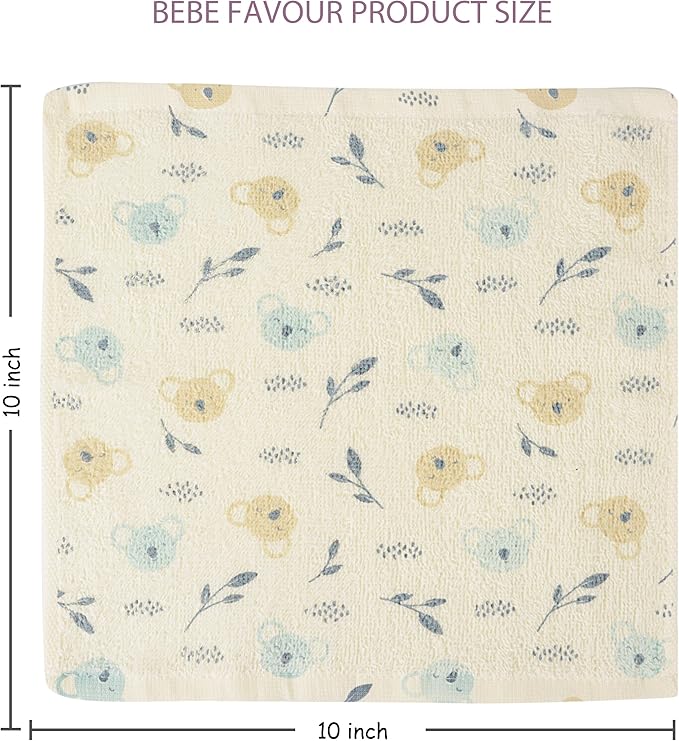 Baby Washcloths 4 Pack 100% Cotton Soft and Absorbent Terry Wash Cloths Wipes for Face Hand Body Burp Rag for Sensitive Skin Newborns Infants Toddlers 10" x 10"