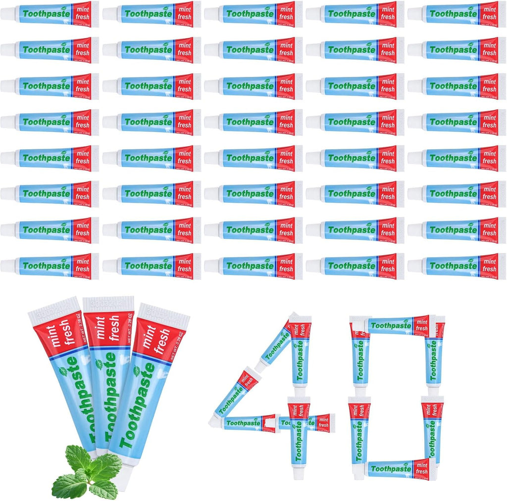 0.28oz Small Toothpaste Travel Size Bulk,Mini Toothpaste Travel,Mint Scent TSA Compliant for Hotel Camping Gym Office School Homeless 40