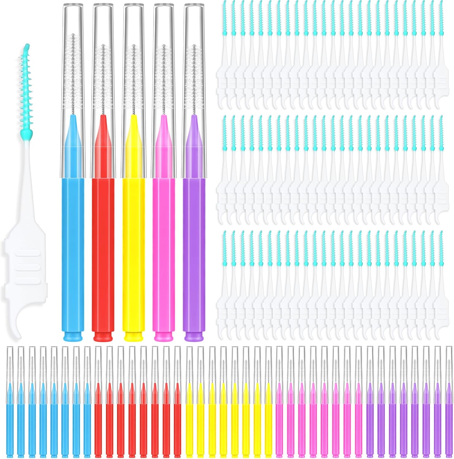 270Pcs Interdental Brush 6 Sizes Braces Brush Soft Bristles 360° Bendable Floss Heads Dental Brushes Between Teeth Gum Braces Cleaning Kit Oral Tooth Cleaning Tool