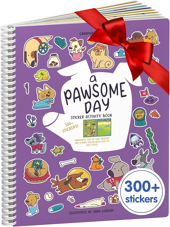 Cupkin Pawsome Day Sticker Book Activity for Kids, Toddler Airplane Travel Essentials, 300+ Kid's Stickers + 8 Scenes + Coloring Book Pages, Animal Lover Gift, Kids Crafts for Ages 2-8