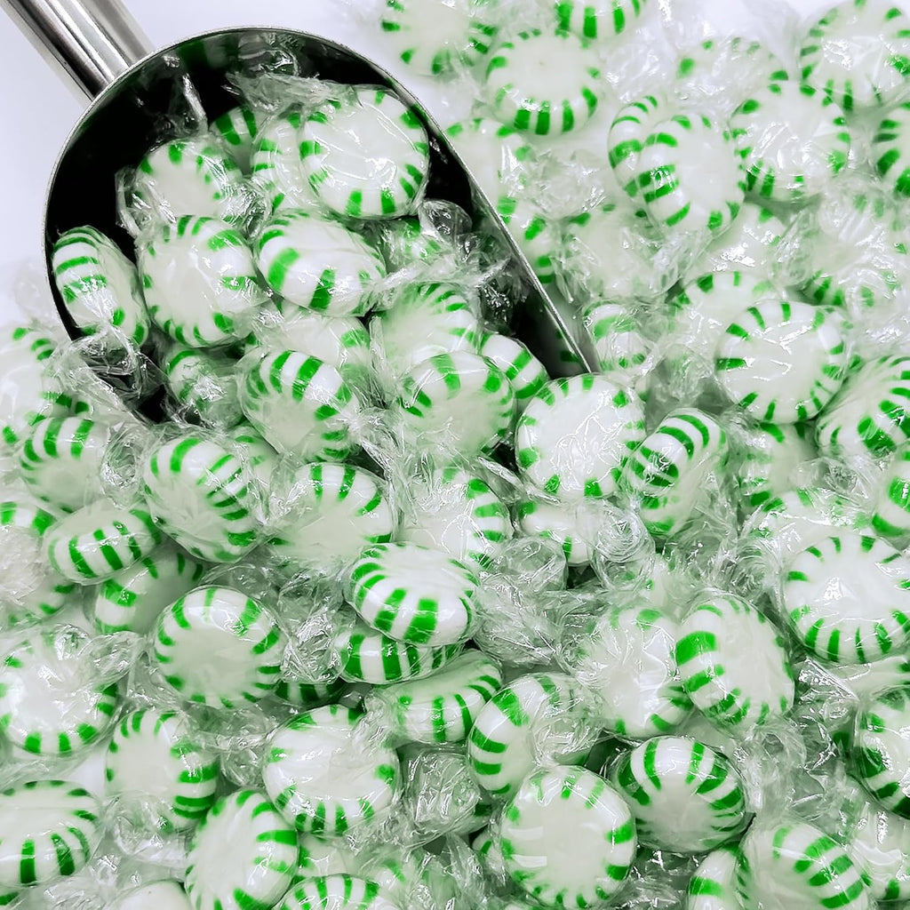 Starlight Spearmint Candy - 2 Pound Bulk (Approx 170 Pieces) Individually Wrapped Mints - Refreshing Green & White Spearmint Hard Candy Discs - Holiday Candy Spearmints