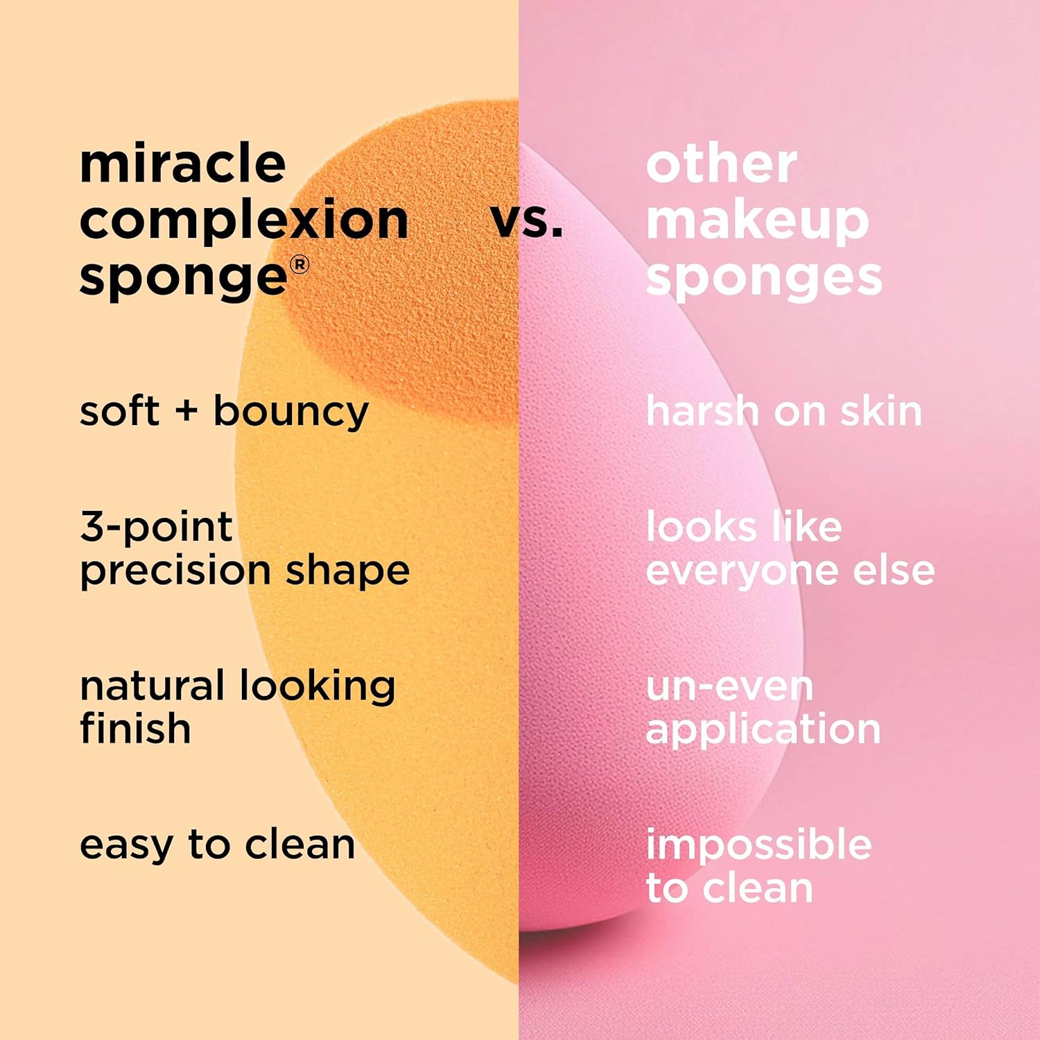 Real Techniques Miracle Complexion Makeup Sponge, 4-Pack Beauty Blender For Liquid & Cream Foundation, Streak-Free Coverage, Latex-Free, Vegan & Cruelty-Free