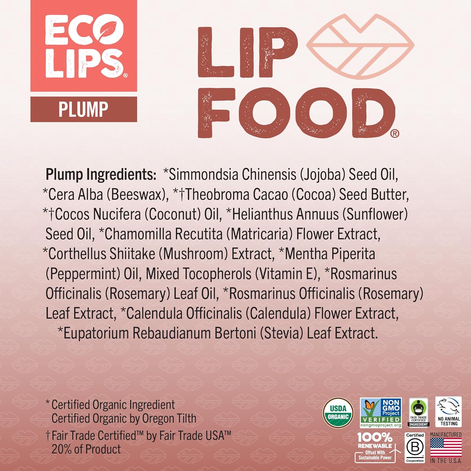Eco Lips Lip Food - Organic Lip Balm (Plump)