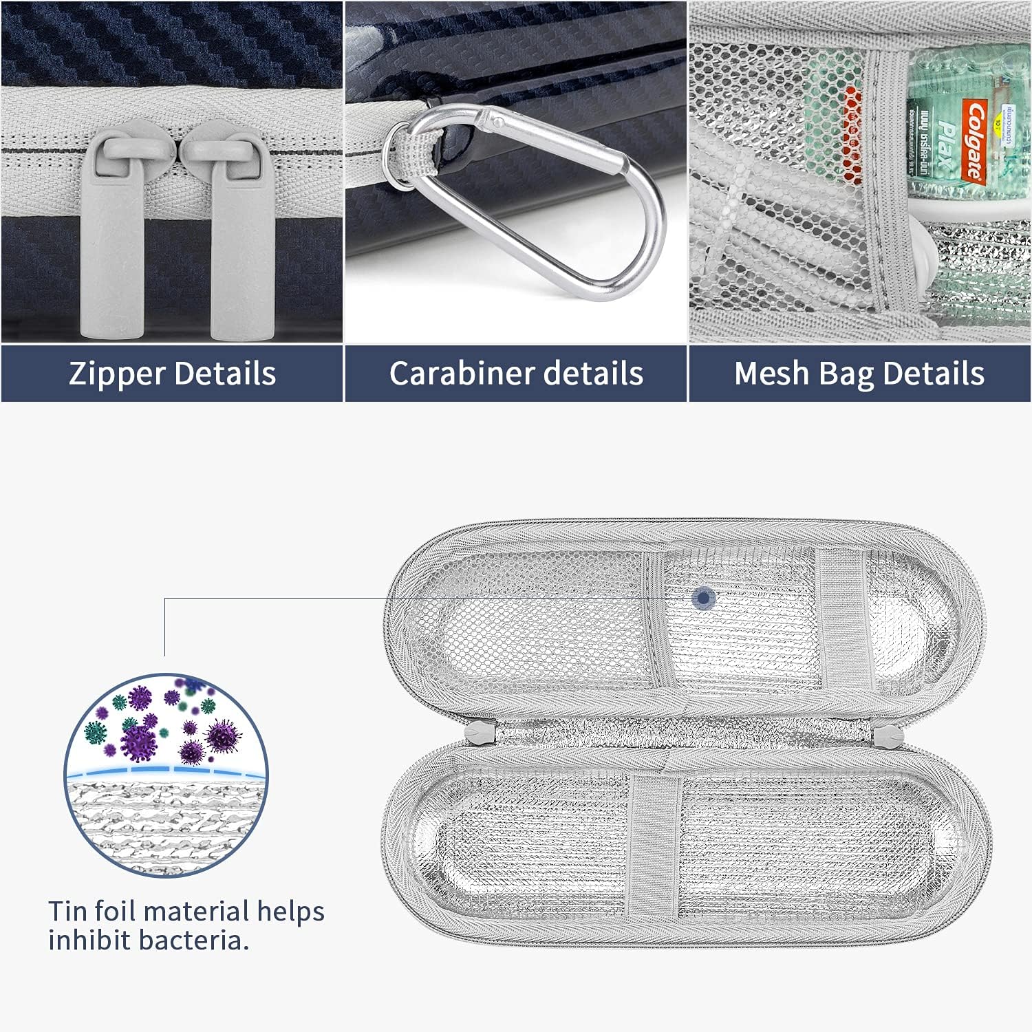 Yinke Hard Travel Case for Oral-B/Oral-B Pro 1000 1500 5000 7000 6000 9600 Smartseries/Philips Sonicare 4100 6100 5100 6500 7500/iO Series 4 7 8 9 Electric Toothbrush, EVA Protective Storage Bag