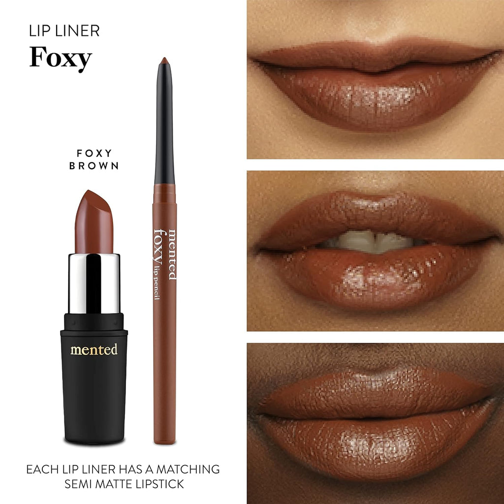 Mented Cosmetics Lip Liner for Women, Dark Brown Lipliner Lip Pencil, Waterproof Lipliner, Vegan + Cruelty Free Makeup, Foxy