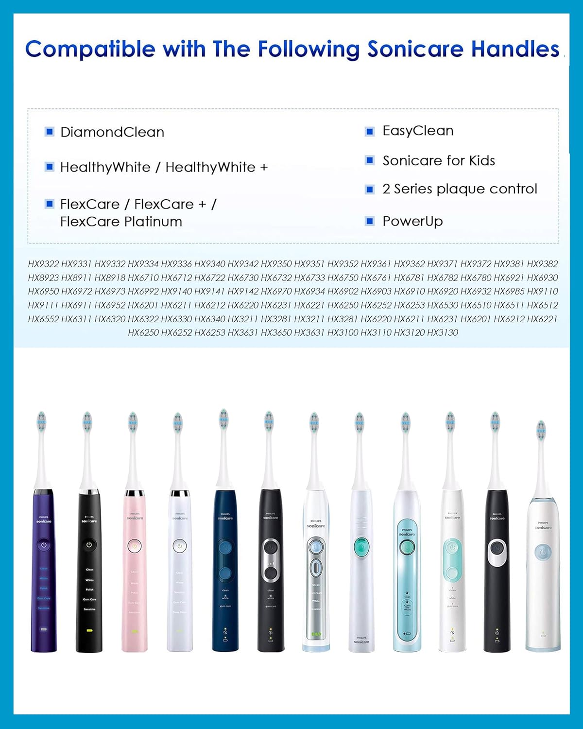 Replacement Toothbrush Heads for Phillips Sonicare Electric Toothbrush Click-on Handles 10 Pack White (Blue, 1 Count (Pack of 10))