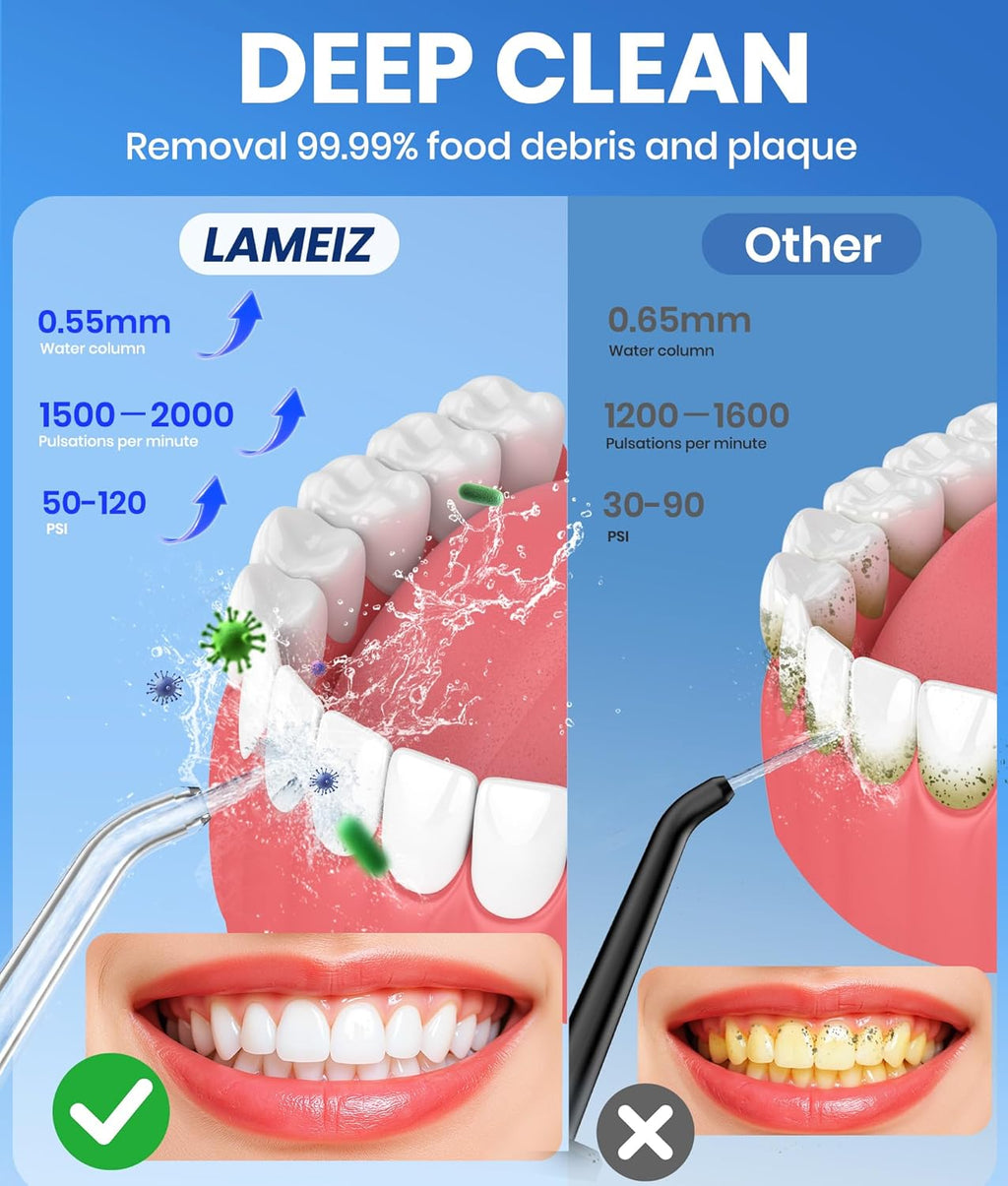 Water Flosser, 300ML Portable Cordless Water Dental Flossers for Teeth Deep Cleaning, IPX7 Waterproof Rechargeable Electric Oral Irrigator Teeth Pick for Travel Home Use and Braces Care (Black)