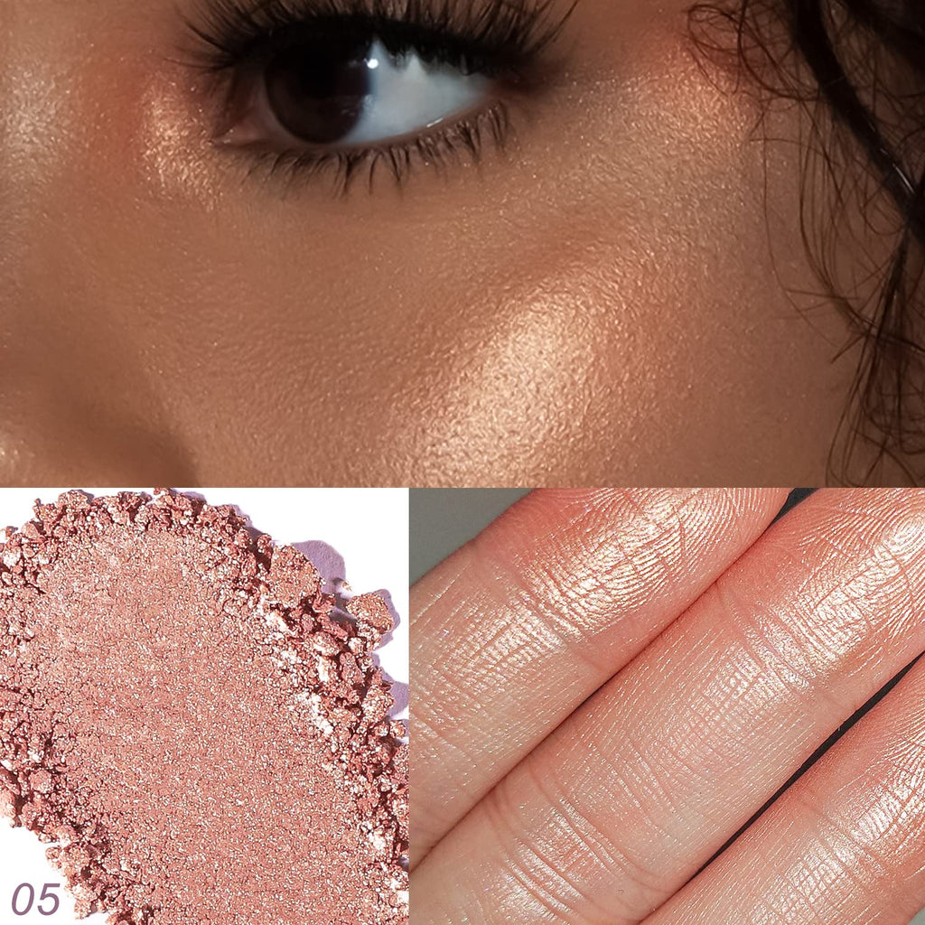 YOUNG VISION Pressed Powder Highlighter, Baked Natural Glow Contour Powder & Face Highligher, Cruelty-Free, Shimmer Highlighting Makeup for Face, Eye, Eyeshadow, Body, Skin (Cinnamon)