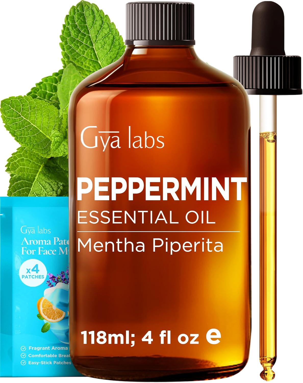 Gya Labs Peppermint Essential Oil - 4 Fl Oz - for Hair, Skin, Diffuser, Aromatherapy & DIY Candle Making Scent