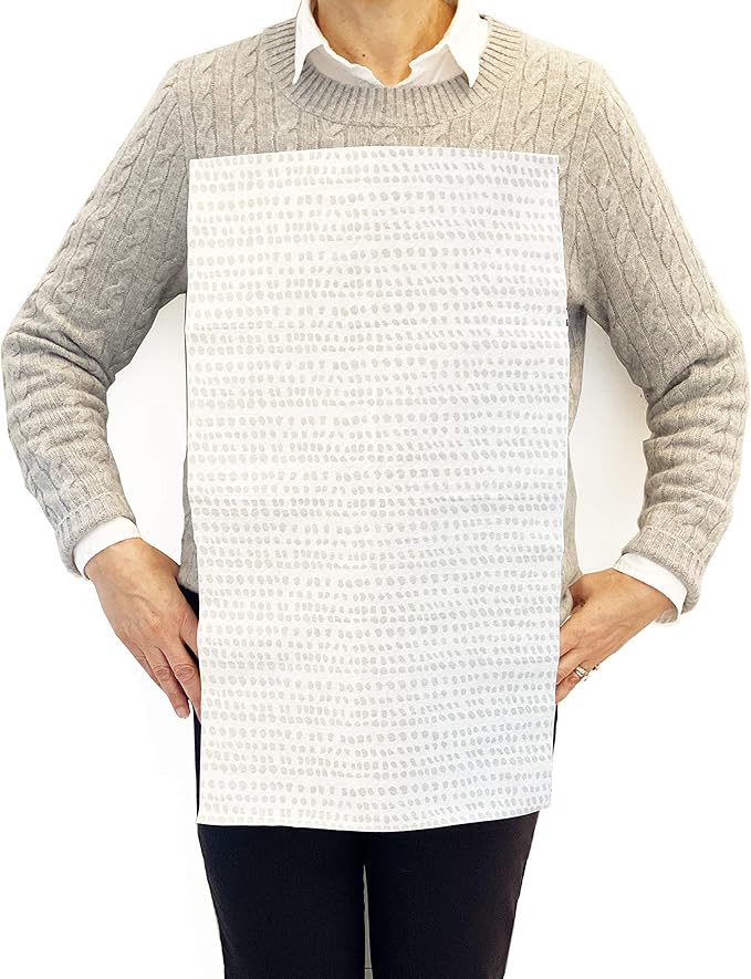 Disposable Bibs for Adults, Kids & Elderly Senior | Adhesive Tab Napkins for Eating, Personal Use, Home Care & Business | Spill Absorbent, Stain/Liquid Repellent | Grey Dot, 20 Count