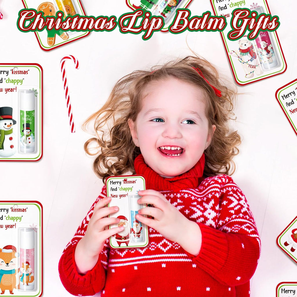 80 Pack Christmas Lip Balms Bulk Christmas Party Gifts Favors Stocking Stuffers Holiday Lip Balms Employee Staff Team Appreciation Gifts Thank You for Teacher Coworkers (Cute)