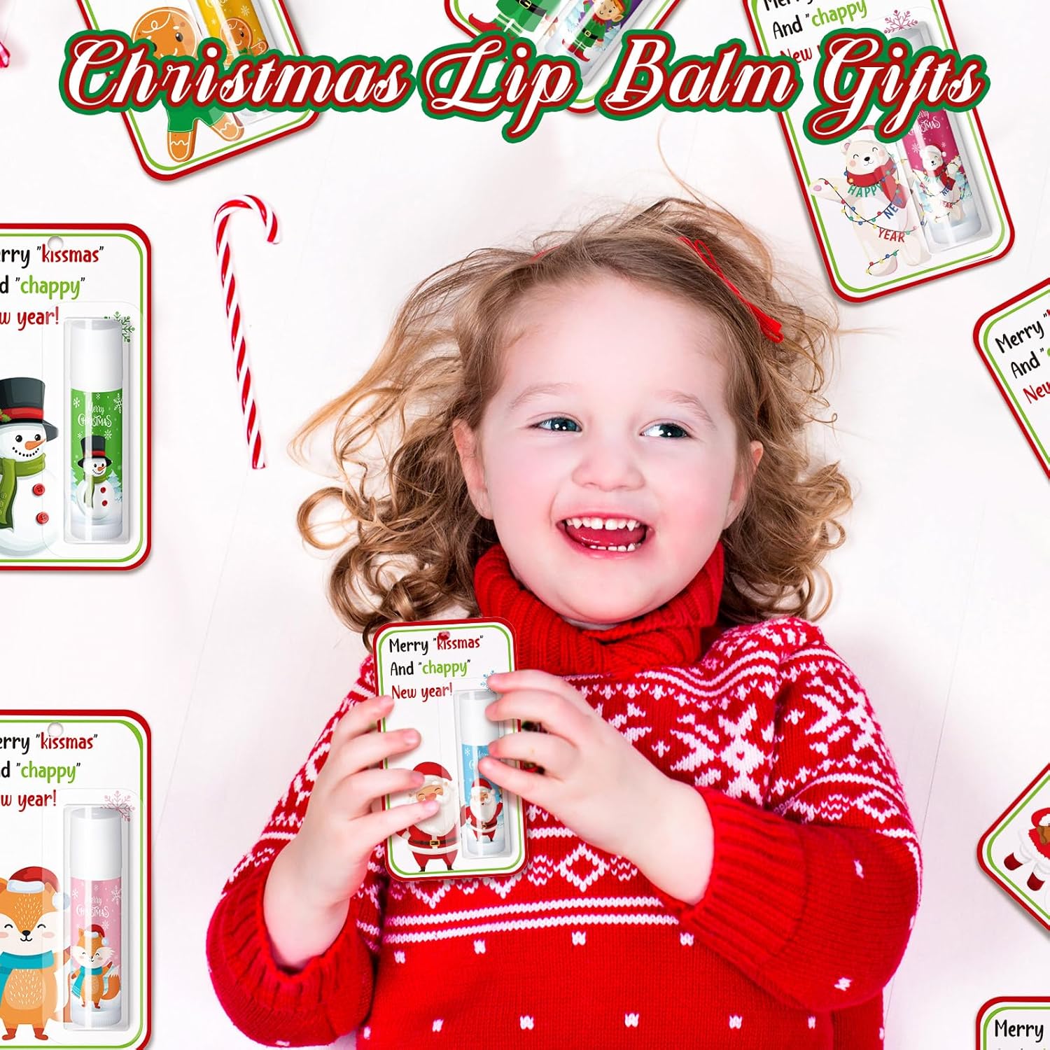 120 Pack Christmas Lip Balms Bulk Christmas Party Gifts Favors Stocking Stuffers Holiday Lip Balms Employee Staff Team Appreciation Gifts Thank You for Teacher Coworkers (Cute)