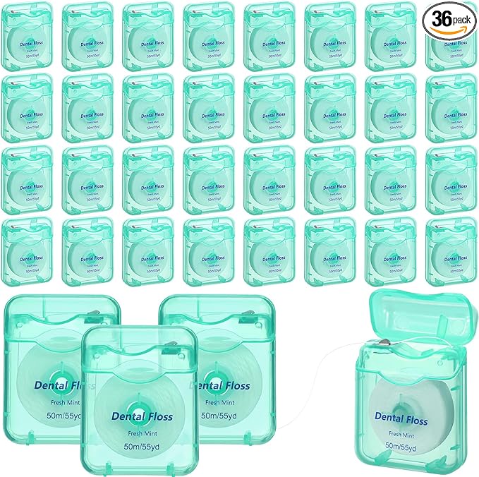 36 Pack Mini Dental Floss Bulk Mint Flavored 50m Each Travel Dental Floss Oral Care for Teeth and Gum Protection(Green)