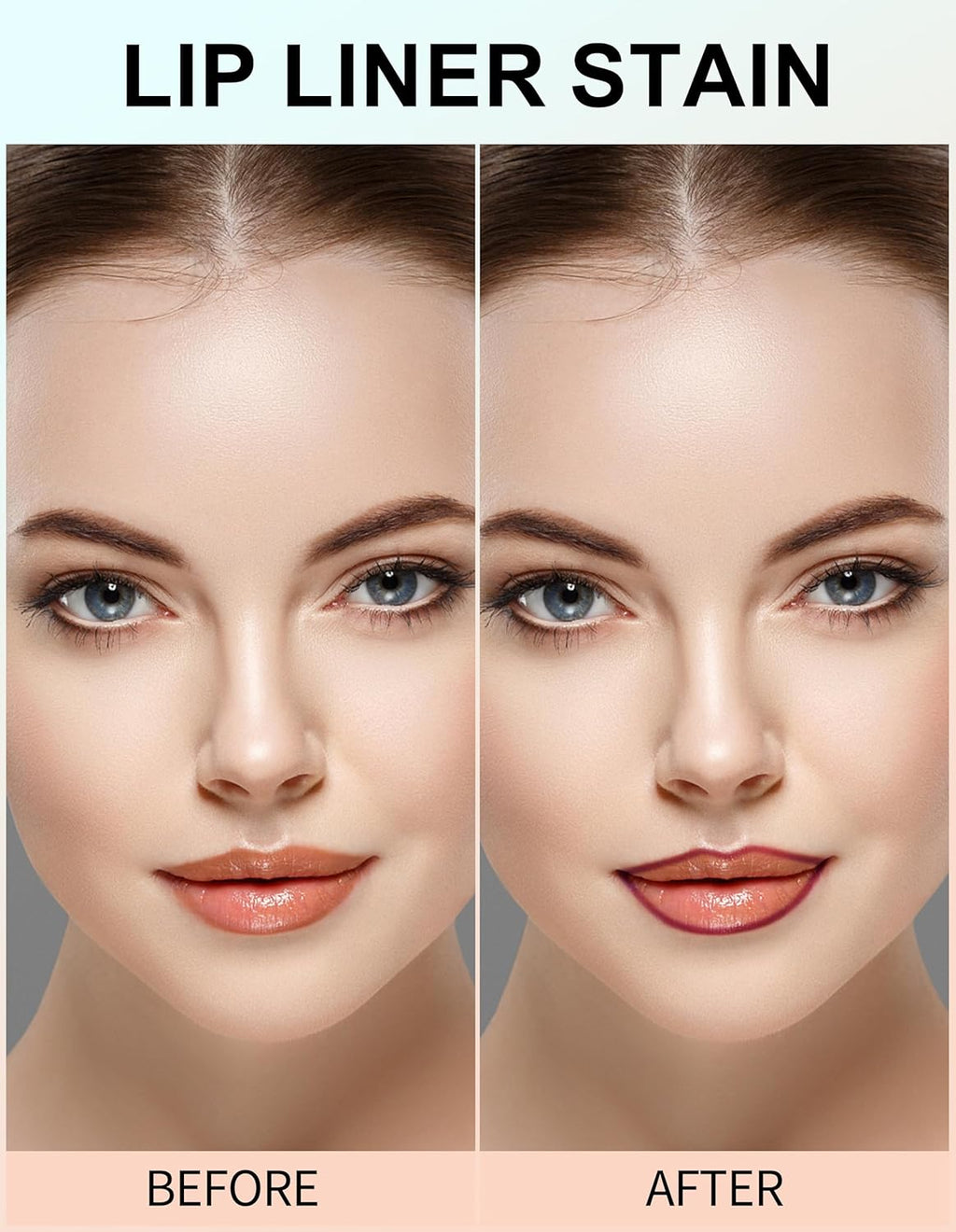 Erinde 3PCS Peel Off Lip Liner Stain, Long Lasting Tattoo Lip Liner with Tweezer, Matte Finish Peel Off Lip Stain, Waterproof Transfer Proof Lip Stain Peel Off, Non-Stick Cup Nude Lip Stain Lipliner