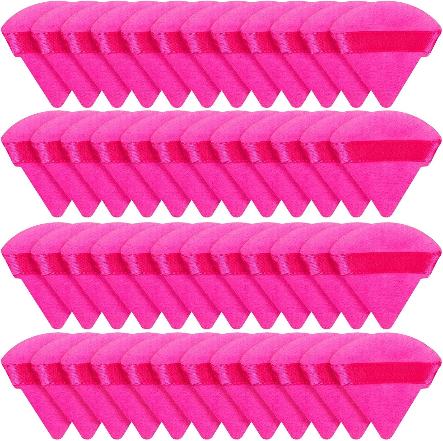 Suclain 48 Pcs Velour Triangle Powder Puff Soft Velour Makeup Puff for Face Powder Makeup Triangle Sponges for Wet and Dry Cosmetic Foundation Loose Mineral Body Tool (Pink)