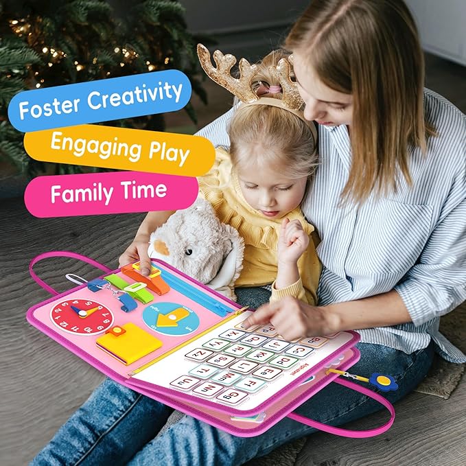 Freebear Busy Board Toddler Travel Toys Sensory Toys for Toddlers 1 2 3 4, Montessori Learning Toys for Toddlers Activities Board, Educational Toys for 3 4 Year Old Boys Girls Gift, Princess