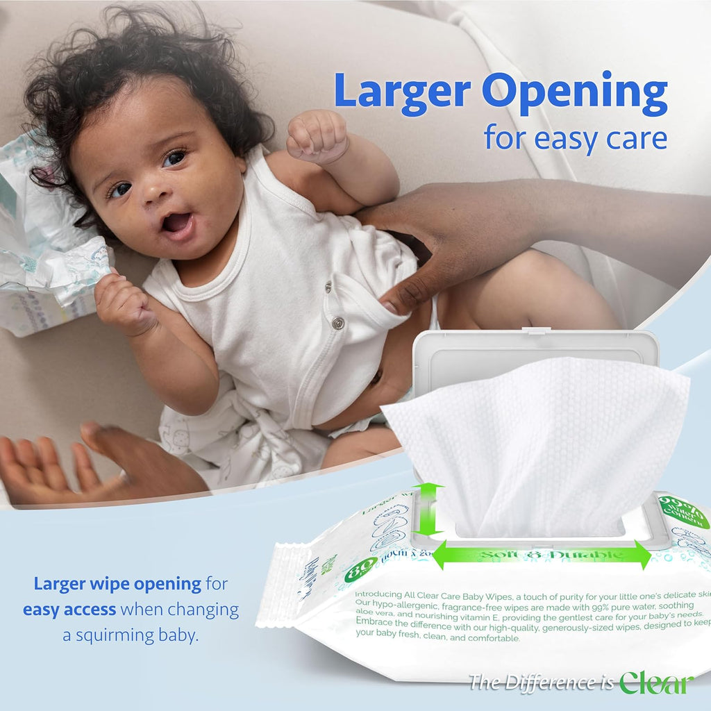 Baby Wipes, Unscented for Sensitive Skin, Large Soft & Durable, 99% Water, Wet Wipes for Babies & Adults, Flip-Top Lid, 6 PK (480 Wipes)