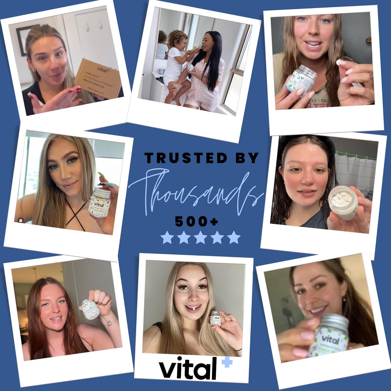 Vital Toothpaste Tabs with Nano-Hydroxyapatite | Naturally Whitens + Remineralizes Teeth | Fluoride & Plastic Free | Combats Sensitivity | Travel & Eco Friendly | Charcoal Mint | 248 Tablets (4 Month)